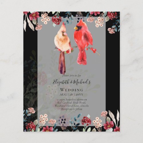 Beautiful RED CARDINAL Birds Wedding Invitation Flyer