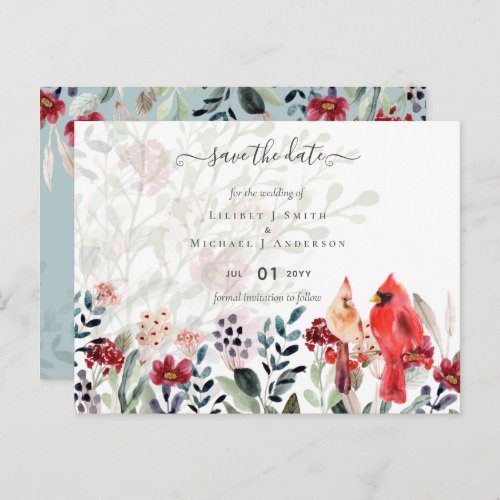 Beautiful RED CARDINAL Birds Wedding Postcard