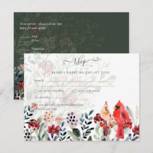 Beautiful RED CARDINAL Birds Wedding Postcard