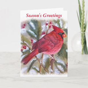 BEAUTIFUL RED CARDINAL HOLIDAY CARD