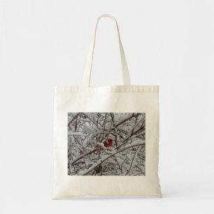 Beautiful Red Cardinal in a Snow Filled Tree Tote Bag