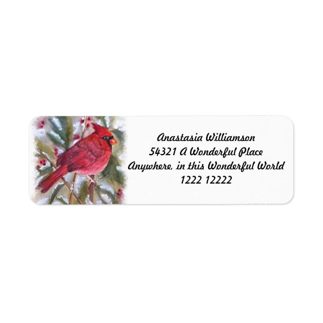 BEAUTIFUL RED CARDINAL LABEL (Front)