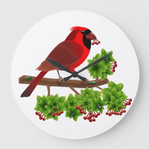 Beautiful Red Cardinal Large Clock