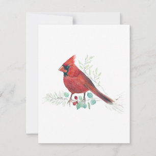 Beautiful Red Cardinal Watercolor Note Card