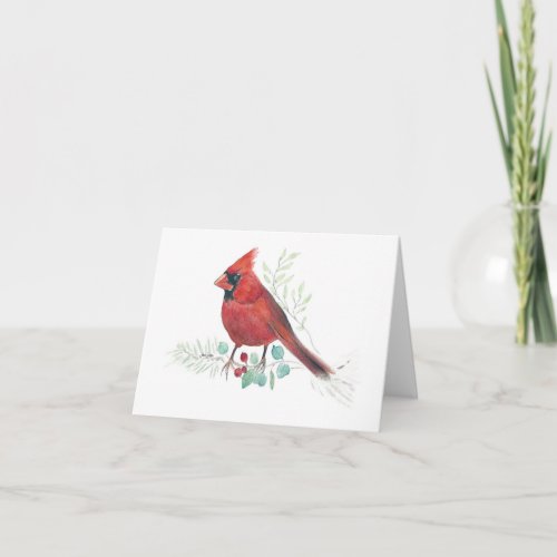 Beautiful Red Cardinal Watercolor Note Card