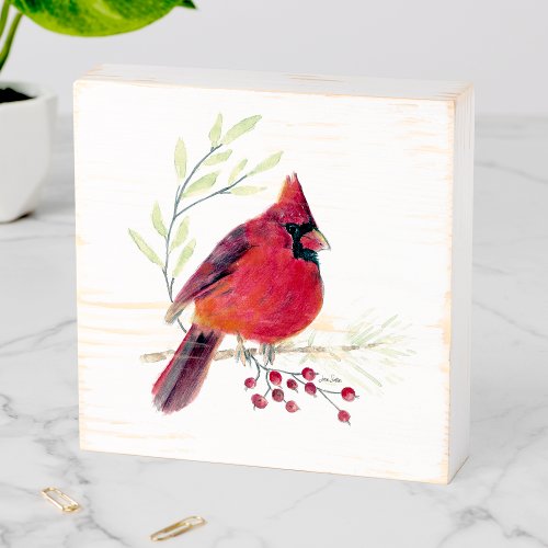 Beautiful Red Cardinal Watercolor Wall Dcor Wooden Box Sign