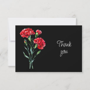 Beautiful Red Carnations Flowers Thank You Card