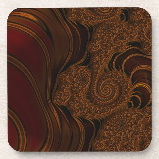 Beautiful Red Cherry Caramel Fractal Drink Coaster (Front)