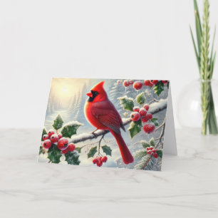 Beautiful Red Christmas Cardinal Holiday Card