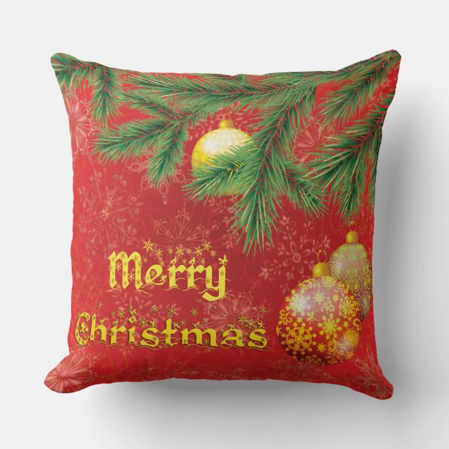 Beautiful  Red Christmas Inspired Throw Pillow (Front)