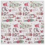 Beautiful Red Christmas Watercolor elements Fabric