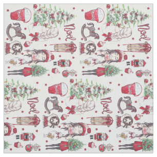 Beautiful Red Christmas Watercolor elements Fabric