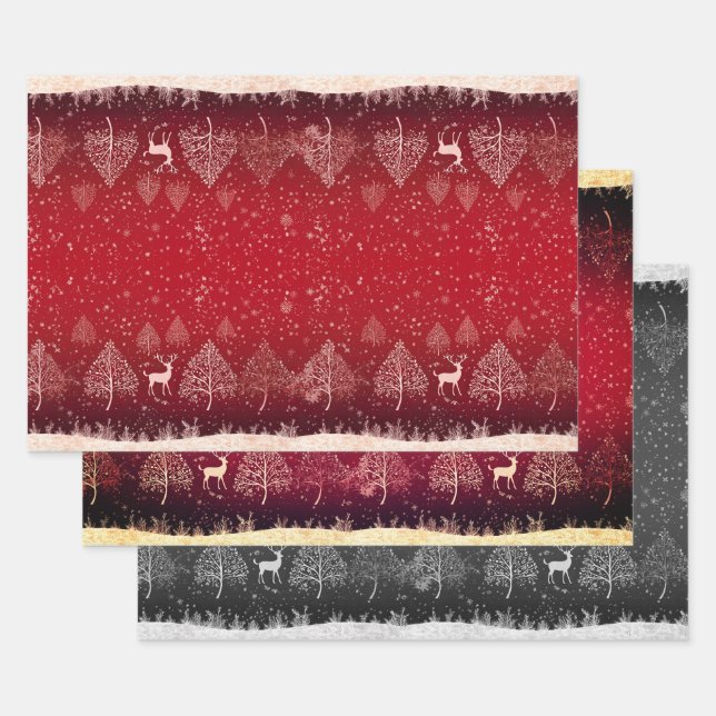 Beautiful Red Christmas Wrapping Paper Sheets (Set)