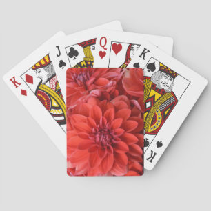 Beautiful red dahlia flowers poker cards