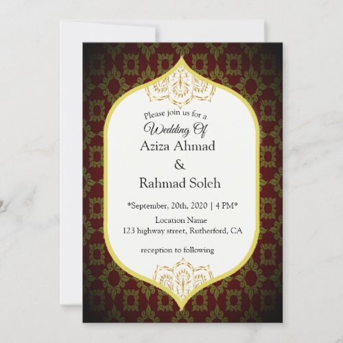Beautiful Red Damask Wedding Invitation