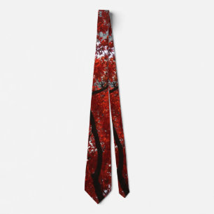 Beautiful Red Fall Leaves on a Neck Tie