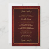 Beautiful Red Floral Damask and Gold Class of 2014 Invitation (Back)