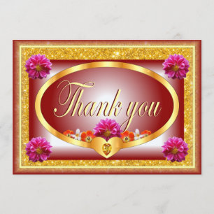 Beautiful red floral design thank you card
