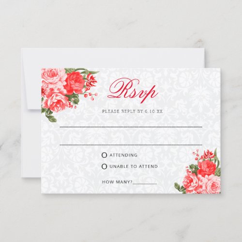 Beautiful Red Floral _ RSVP  Meal Choice