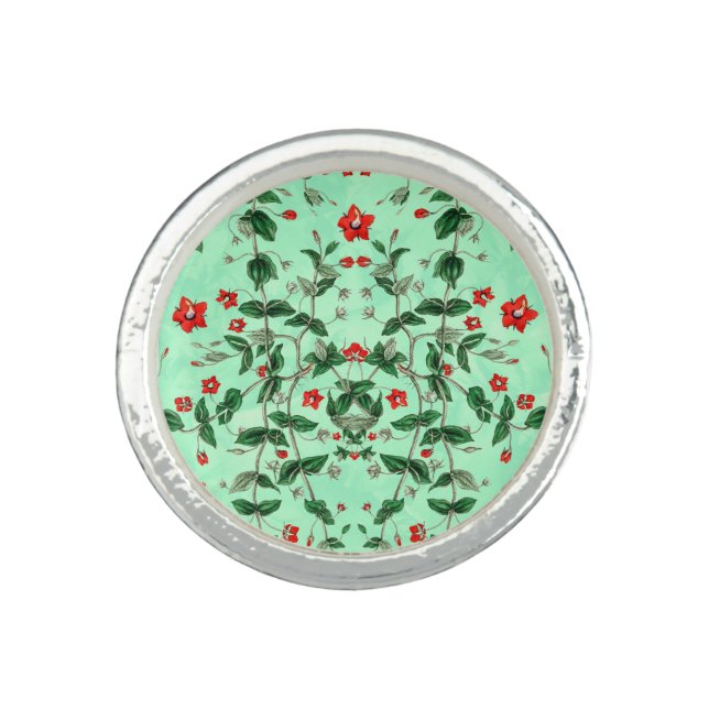 Beautiful Red Floral, Scarlet pimpernel  Ring (Front)