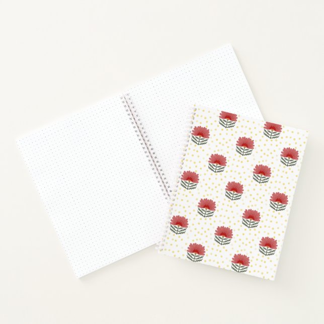 Beautiful red floral yellow dot journal (Inside)