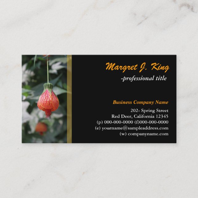 Beautiful red flower business card. card (Front)