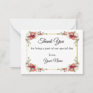 Beautiful Red Flower In Thank You Note Card