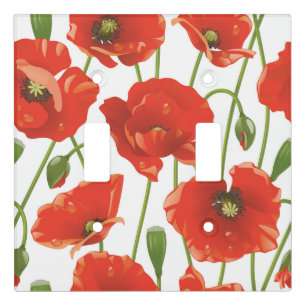 Beautiful Red Flowers Double Switch Plate