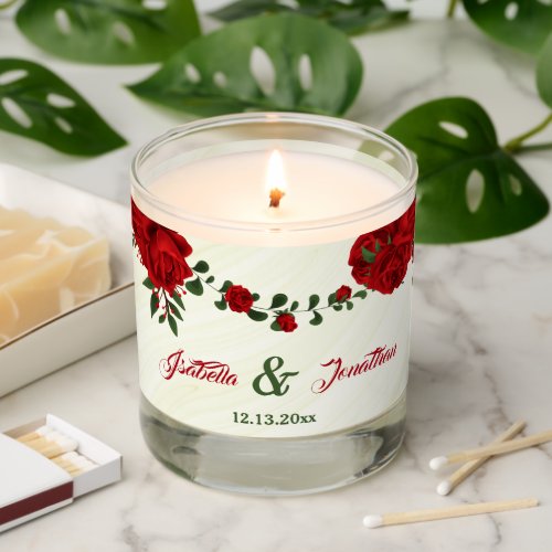 beautiful red flowers greenery wedding scented candle