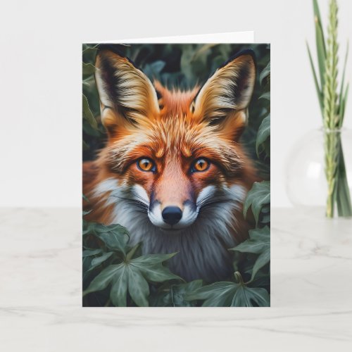 Beautiful Red Fox Forest Portrait Gold Eyes Blank Card