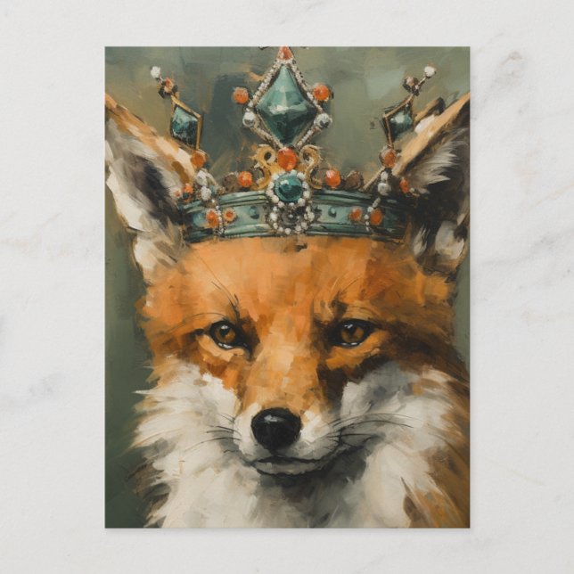Beautiful Red Fox in a Crown Postcard (Front)