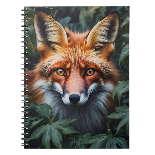 Beautiful Red Fox in Forest Portrait Golden Eyes Notebook