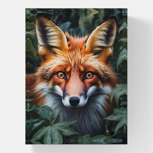 Beautiful Red Fox in Forest Portrait Golden Eyes Paperweight