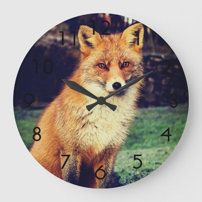 Beautiful Red Fox Large Clock (Front)