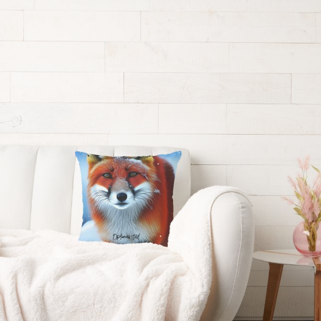 Beautiful Red Fox Throw Pillow (Couch)