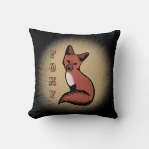 Beautiful Red Foxy Fox Black Throw Pillow