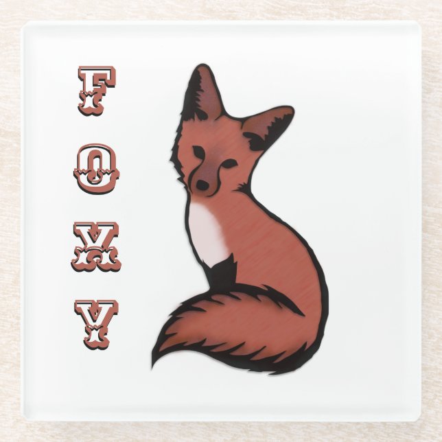 Beautiful Red Foxy Fox Glass Coaster (Front)