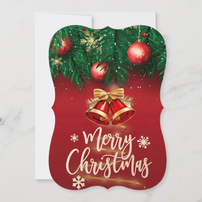 Beautiful Red Gold Merry Christmas Wishing Card (Front)