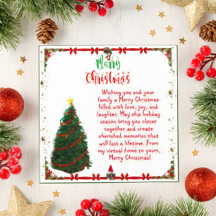 Beautiful Red Gold Merry Christmas Wishing Card
