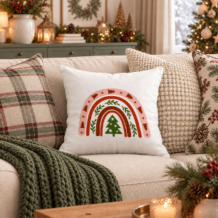 Beautiful Red Green Boho Rainbow Cushion Cover