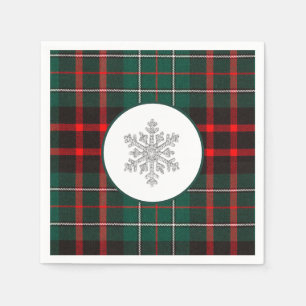 Beautiful Red & Green Christmas Plaid Snowflake   Napkins