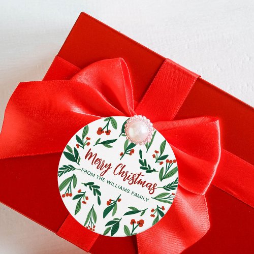 Beautiful Red Green Holly Berry Custom Christmas Favor Tags