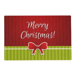 Beautiful Red Green Striped Christmas Design Placemat