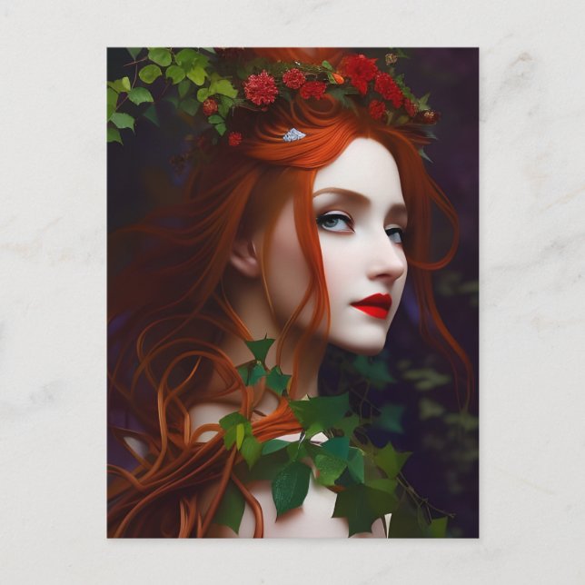 Beautiful Red Haired Goddess and Ivy Postcard (Front)
