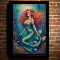 Beautiful Red Haired Mermaid III Poster