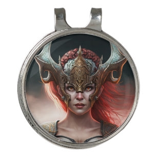 Beautiful Red Haired Nordic Warrior Golf Hat Clip