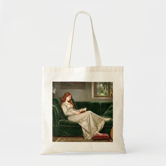Beautiful Red Haired Woman Reading Book Artistic   Tote Bag (Front)