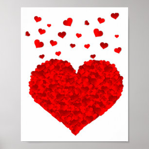 Beautiful Red Heart Valentines Day T Shirt Poster