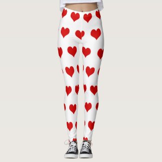 Beautiful red hearts printed white 