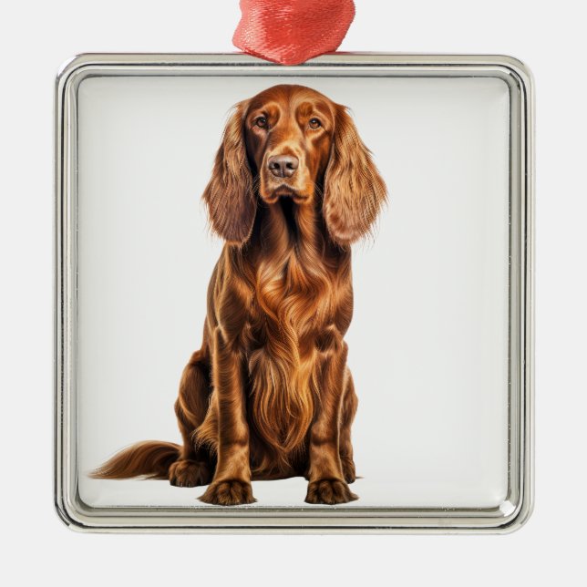 BEAUTIFUL RED IRISH SETTER DOG METAL ORNAMENT (Front)